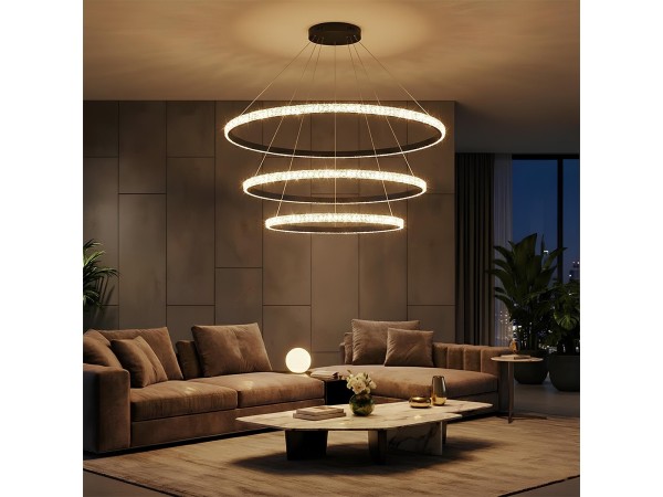 kelvo® DIAMOND KLV-101-0241 Κρεμαστό Φωτιστικό Οροφής LED 150W 15000lm 180° AC 220-240V IP20 Ρυθμιζόμενο Λευκό CCT με Χειριστήριο από 2700K έως 6000K Dimmable - Lumileds SMD Chip - Μαύρο Ματ - Μ100 x Π100 x Υ100cm - 3 Χρόνια Εγγύηση