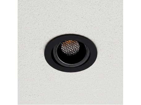 kelvo® LEO KLV-101-0314 Χωνευτό Κινούμενο Φωτιστικό Downlight Σποτ με Honeycomb Anti-Glare Reflector LED 10W 1300lm 38° AC 220-240V IP20 Φυσικό Λευκό 4500K - Bridgelux COB Chip & TÜV SÜD Driver - Μαύρο Ματ - Μ8.5 x Π8.5 x Υ6.6cm / Q7.5cm - 5 Χρόνια Εγγύησ