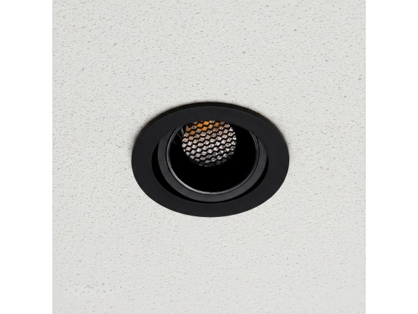 kelvo® LEO KLV-101-0314 Χωνευτό Κινούμενο Φωτιστικό Downlight Σποτ με Honeycomb Anti-Glare Reflector LED 10W 1300lm 38° AC 220-240V IP20 Φυσικό Λευκό 4500K - Bridgelux COB Chip & TÜV SÜD Driver - Μαύρο Ματ - Μ8.5 x Π8.5 x Υ6.6cm / Q7.5cm - 5 Χρόνια Εγγύησ