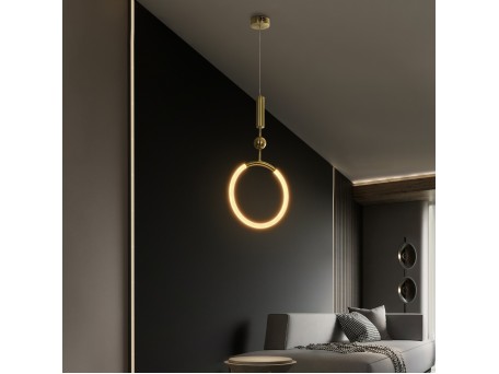 kelvo® GLOW KLV-101-0175 Κρεμαστό Φωτιστικό Οροφής LED 18W 1800lm 360° AC 220-240V IP20 Ρυθμιζόμενο Λευκό CCT με On/Off 2700K/4500K/6000K - Lumileds SMD Chip - Χρυσό Πλατίνα - Μ30 x Π6 x Υ60cm - 3 Χρόνια Εγγύηση