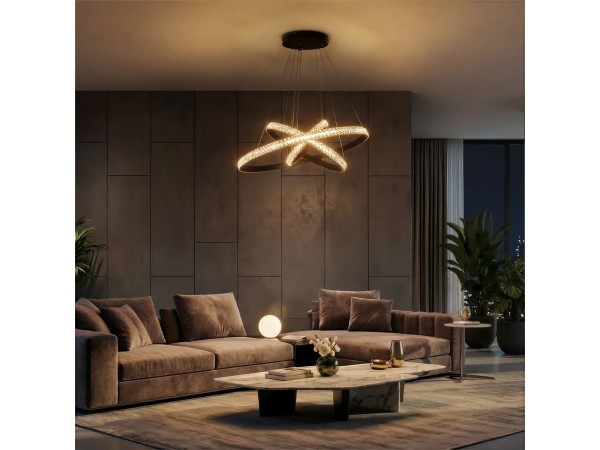 kelvo® DIAMOND KLV-101-0237-V2 Κρεμαστό Φωτιστικό Οροφής LED 100W 10000lm 180° AC 220-240V IP20 Ρυθμιζόμενο Λευκό CCT με Χειριστήριο από 2700K έως 6000K Dimmable - Lumileds SMD Chip - Μαύρο Ματ - Μ60 x Π60 x Υ60cm - 3 Χρόνια Εγγύηση