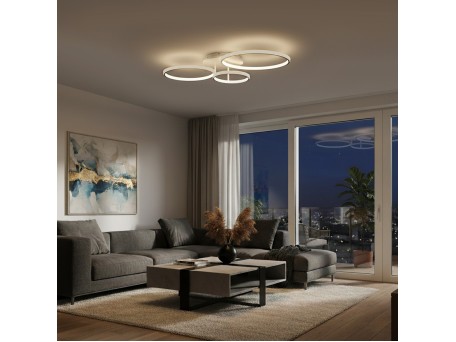 kelvo® NEMESIS KLV-101-0206 Φωτιστικό Οροφής LED 98W 9800lm 360° AC 220-240V IP20 Ρυθμιζόμενο Λευκό CCT με Χειριστήριο από 2700K έως 6000K Dimmable - Lumileds SMD Chip - Λευκό Ματ - Μ89 x Π60 x Υ19cm - 3 Χρόνια Εγγύηση