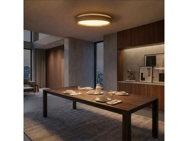 kelvo® BARCHETTA KLV-101-0267-V2 Φωτιστικό Οροφής LED 72W 7200lm 120° AC 220-240V IP20 Ρυθμιζόμενο Λευκό CCT με Χειριστήριο από 2700K έως 6000K Dimmable - Lumileds SMD Chip - Λευκό & Σαμπανιζέ Χρυσό Ματ - Μ48 x Π48 x Υ8.2cm - 3 Χρόνια Εγγύηση