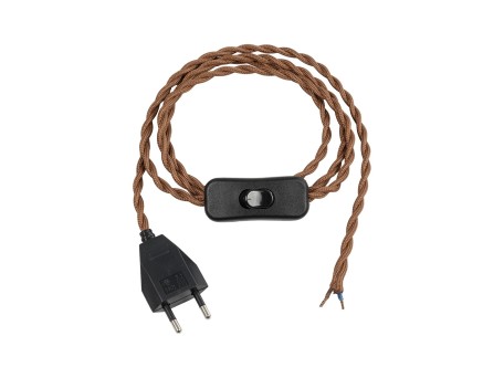 GLOBOSTAR® WHIP 77673 Μοντέρνο DIY Πλεκτό Καλώδιο με Διακόπτη On/Off AC 220-240V IP20 - Καφέ & Μαύρο - Μ140 x Π2.7 x Υ1.9cm