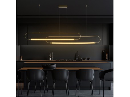 kelvo® GLOW KLV-101-0178 Κρεμαστό Φωτιστικό Οροφής LED 28W 2800lm 360° AC 220-240V IP20 Ρυθμιζόμενο Λευκό CCT με Χειριστήριο από 2700K έως 6000K Dimmable - Lumileds SMD Chip - Χρυσό Πλατίνα - Μ167 x Π7 x Υ24cm - 3 Χρόνια Εγγύηση