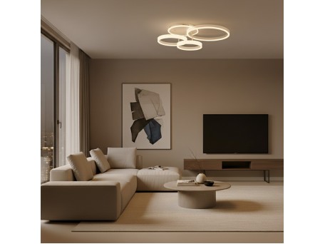 kelvo® VENOM KLV-101-0185 Φωτιστικό Οροφής LED 100W 10000lm 360° AC 220-240V IP20 Ρυθμιζόμενο Λευκό CCT με Χειριστήριο από 2700K έως 6000K Dimmable - Lumileds SMD Chip - Λευκό Ματ - Μ70 x Π40 x Υ16cm - 3 Χρόνια Εγγύηση