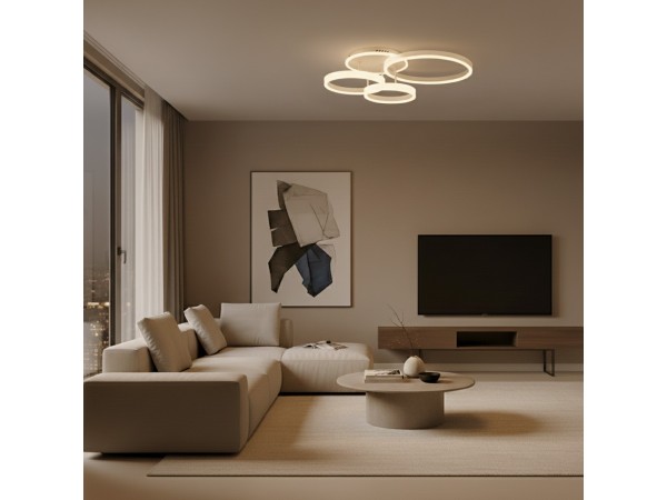 kelvo® VENOM KLV-101-0185 Φωτιστικό Οροφής LED 100W 10000lm 360° AC 220-240V IP20 Ρυθμιζόμενο Λευκό CCT με Χειριστήριο από 2700K έως 6000K Dimmable - Lumileds SMD Chip - Λευκό Ματ - Μ70 x Π40 x Υ16cm - 3 Χρόνια Εγγύηση