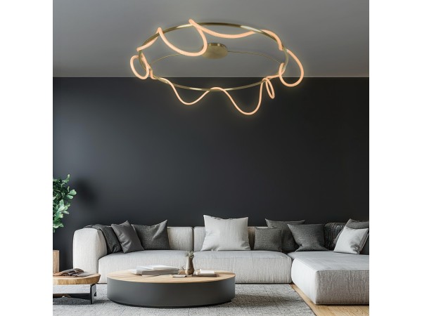 kelvo® GLOW KLV-101-0151 Φωτιστικό Οροφής LED 89W 8900lm 360° AC 220-240V IP20 Ρυθμιζόμενο Λευκό CCT με Χειριστήριο από 2700K έως 6000K Dimmable - Lumileds SMD Chip - Χρυσό Πλατίνα - Μ150 x Π150 x Υ30cm - 3 Χρόνια Εγγύηση