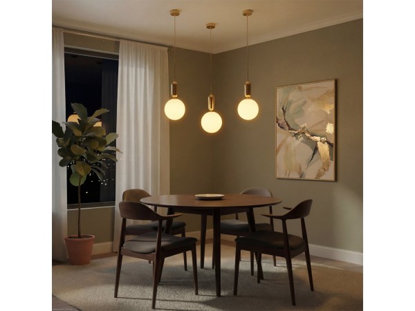 kelvo® ESTETICO KLV-101-0382 Κρεμαστό Φωτιστικό Οροφής για Λάμπα με Ντουί E27 AC 220-240V IP20 - Χρυσό Βούρτσας Πλατίνα & Λευκό - Μ20 x Π20 x Υ38cm