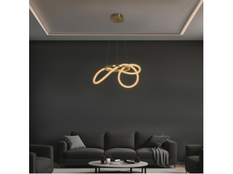 kelvo® GLOW KLV-101-0161 Κρεμαστό Φωτιστικό Οροφής LED 30W 3000lm 360° AC 220-240V IP20 Ρυθμιζόμενο Λευκό CCT με Χειριστήριο από 2700K έως 6000K Dimmable - Lumileds SMD Chip - Χρυσό Πλατίνα - Μ40 x Π40 x Υ30cm - 3 Χρόνια Εγγύηση