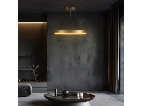 kelvo® VENOM KLV-101-0189 Κρεμαστό Φωτιστικό Οροφής LED 45W 4500lm 120° AC 220-240V IP20 Ρυθμιζόμενο Λευκό CCT με Χειριστήριο από 2700K έως 6000K Dimmable - Lumileds SMD Chip - Χρυσό Πλατίνα - Μ60 x Π60 x Υ6.5cm - 3 Χρόνια Εγγύηση