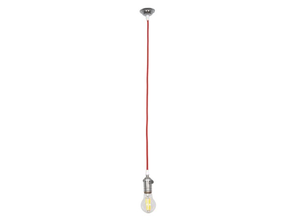 GLOBOSTAR® SUSPENS 115104 Vintage Κρεμαστό Φωτιστικό Οροφής με Ντουί 1 x E27 AC 220-240V IP20 - Ασημί & Κόκκινο - Μ6.7 x Π6.7 x Y97cm