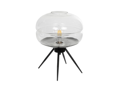 GLOBOSTAR® JAVAN 999-0036 Μοντέρνο Επιτραπέζιο Φωτιστικό Πορτατίφ με Ντουί 1 x E27 AC 220-240V IP20 - Διάφανο & Μαύρο - Μ30 x Π30 x Υ40cm