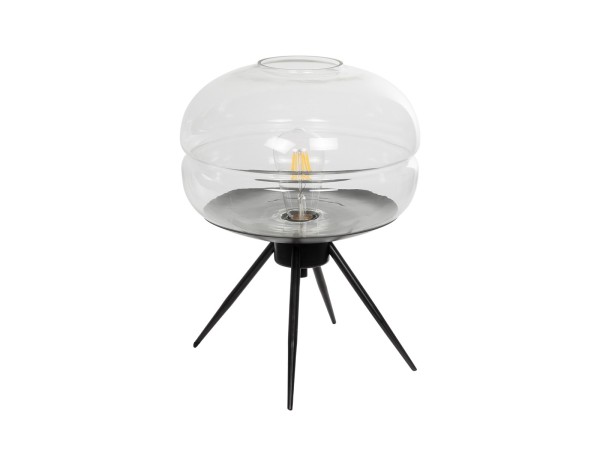 GLOBOSTAR® JAVAN 999-0036 Μοντέρνο Επιτραπέζιο Φωτιστικό Πορτατίφ με Ντουί 1 x E27 AC 220-240V IP20 - Διάφανο & Μαύρο - Μ30 x Π30 x Υ40cm