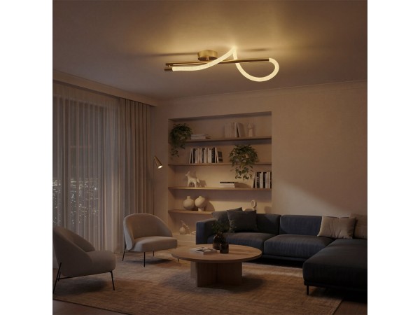 kelvo® GLOW KLV-101-0168-V2 Φωτιστικό Οροφής LED 24W 2400lm 360° AC 220-240V IP20 Ρυθμιζόμενο Λευκό CCT με On/Off 2700K/4500K/6000K - Lumileds SMD Chip - Χρυσό Πλατίνα - Μ30 x Π15 x Υ70cm - 3 Χρόνια Εγγύηση