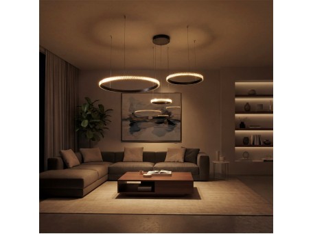 kelvo® DIAMOND KLV-101-0243 Κρεμαστό Φωτιστικό Οροφής LED 100W 10000lm 180° AC 220-240V IP20 Ρυθμιζόμενο Λευκό CCT με Χειριστήριο από 2700K έως 6000K Dimmable - Lumileds SMD Chip - Μαύρο Ματ - Μ110 x Π110 x Υ60cm - 3 Χρόνια Εγγύηση