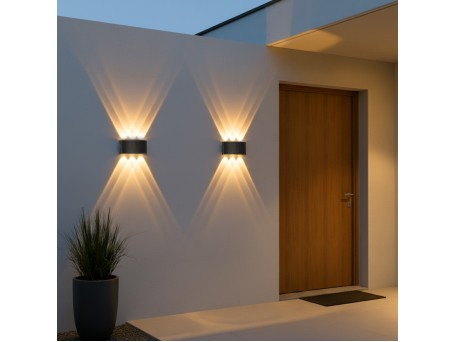 kelvo® SIXOAD KLV-101-0006 Φωτιστικό Τοίχου / Απλίκα LED 18W 1800lm 30° AC 220-240V Αδιάβροχο IP65 Θερμό Λευκό 2700K - CREE XPE Chip & TÜV SÜD Driver - Μαύρο Ματ - Μ17 x Π4 x Υ8cm - 5 Χρόνια Εγγύηση