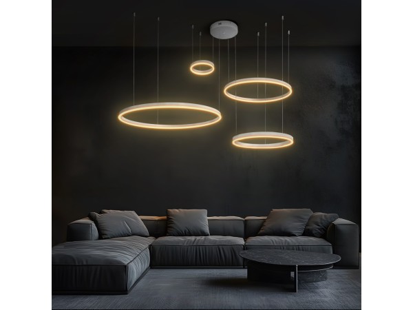 kelvo® VENOM KLV-101-0203 Κρεμαστό Φωτιστικό Οροφής LED 150W 15000lm 120° AC 220-240V IP20 Ρυθμιζόμενο Λευκό CCT με Χειριστήριο από 2700K έως 6000K Dimmable - Lumileds SMD Chip - Λευκό Ματ - Μ150 x Π90 x Υ60cm - 3 Χρόνια Εγγύηση