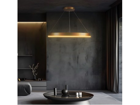 kelvo® VENOM KLV-101-0192 Κρεμαστό Φωτιστικό Οροφής LED 67W 6700lm 120° AC 220-240V IP20 Ρυθμιζόμενο Λευκό CCT με Χειριστήριο από 2700K έως 6000K Dimmable - Lumileds SMD Chip - Χρυσό Πλατίνα - Μ80 x Π80 x Υ6.5cm - 3 Χρόνια Εγγύηση