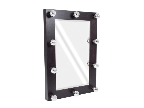 GloboStar® MAKEUP MIRROR-60x90-2 Μοντέρνος Καθρέπτης Μακιγιάζ με Πλαίσιο Φυσικού Ξύλου με Διακόπτη On/Off 10 x E27 AC220-240V - Μ60 x Π7 x Υ90cm - Καφέ Wenge