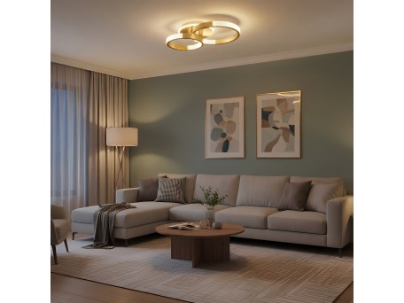 kelvo® DIAMOND KLV-101-0225 Φωτιστικό Οροφής LED 67W 6700lm 360° AC 220-240V IP20 Ρυθμιζόμενο Λευκό CCT με Χειριστήριο από 2700K έως 6000K Dimmable - Lumileds SMD Chip - Χρυσό Πλατίνα - Μ60 x Π40 x Υ14cm - 3 Χρόνια Εγγύηση