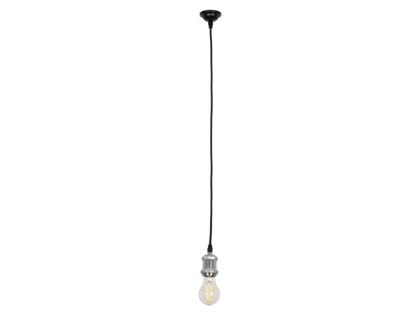 GLOBOSTAR® SUSPENS 115102 Vintage Κρεμαστό Φωτιστικό Οροφής με Ντουί 1 x E27 AC 220-240V IP20 - Ασημί & Μαύρο - Μ6.7 x Π6.7 x Y97cm