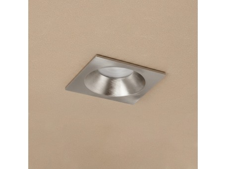 kelvo® EPSILON KLV-101-0049 Χωνευτό Φωτιστικό Downlight Σποτ Μπάνιου για Λάμπα MR16 με Ντουί GU10 AC 220-240V Αδιάβροχο IP65 - Νίκελ Βούρτσας - Μ8.5 x Π8.5 x Υ4.4cm / Q7.5cm x 7.5cm