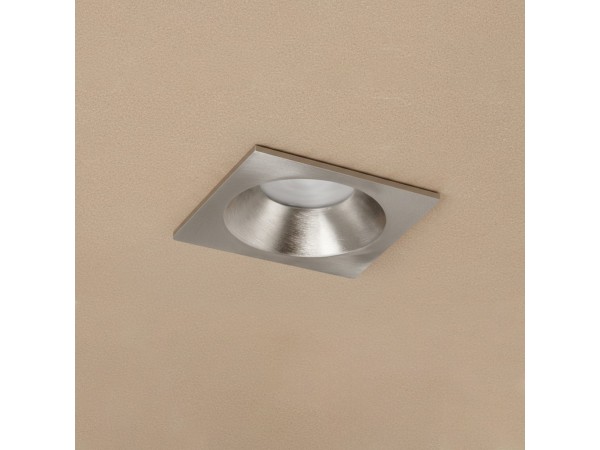 kelvo® EPSILON KLV-101-0049 Χωνευτό Φωτιστικό Downlight Σποτ Μπάνιου για Λάμπα MR16 με Ντουί GU10 AC 220-240V Αδιάβροχο IP65 - Νίκελ Βούρτσας - Μ8.5 x Π8.5 x Υ4.4cm / Q7.5cm x 7.5cm