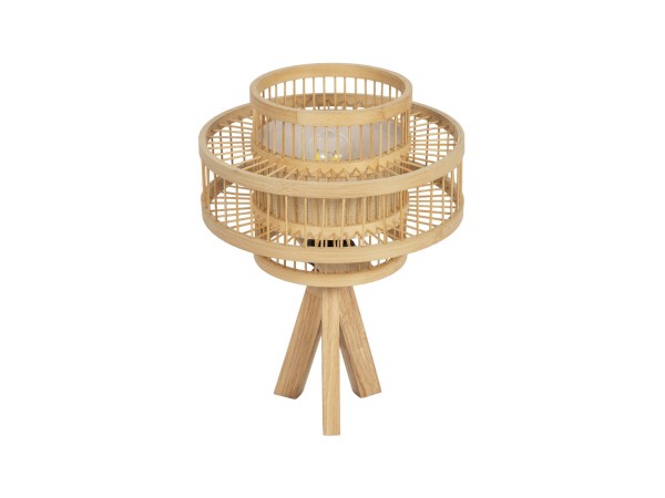 GLOBOSTAR® TULUM 01991 Boho Επιτραπέζιο Φωτιστικό Πορτατίφ με Ντουί 1 x E27 AC 220-240V IP20 - Μπεζ - Μ30 x Π30 x Υ41cm