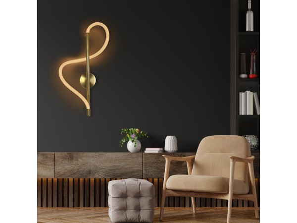 kelvo® GLOW KLV-101-0168 Φωτιστικό Τοίχου / Απλίκα LED 24W 2400lm 360° AC 220-240V IP20 Ρυθμιζόμενο Λευκό CCT με On/Off 2700K/4500K/6000K - Lumileds SMD Chip - Χρυσό Πλατίνα - Μ30 x Π15 x Υ70cm - 3 Χρόνια Εγγύηση