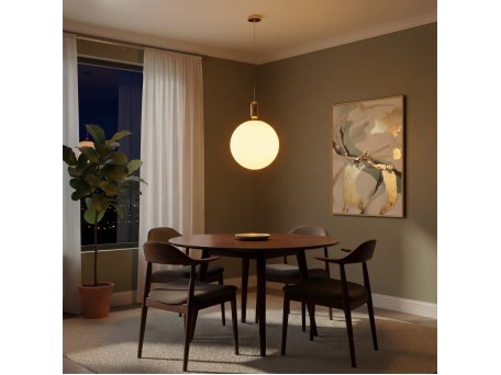 kelvo® ESTETICO KLV-101-0384 Κρεμαστό Φωτιστικό Οροφής για Λάμπα με Ντουί E27 AC 220-240V IP20 - Χρυσό Βούρτσας Πλατίνα & Λευκό - Μ40 x Π40 x Υ58cm