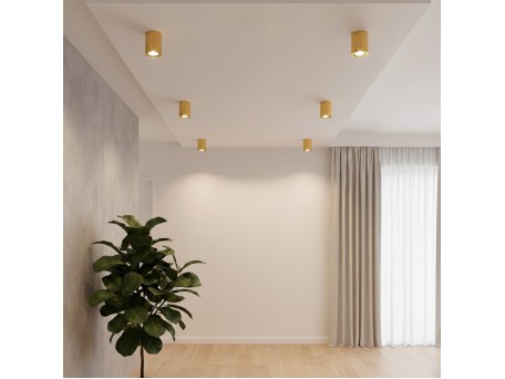 kelvo® AKIRA KLV-101-0027 Κινούμενο Φωτιστικό Downlight Σποτ για Λάμπα MR16 με Ντουί GU10 AC 220-240V IP20 - Χρυσό Βούρτσας - Μ8 x Π8 x Υ10cm