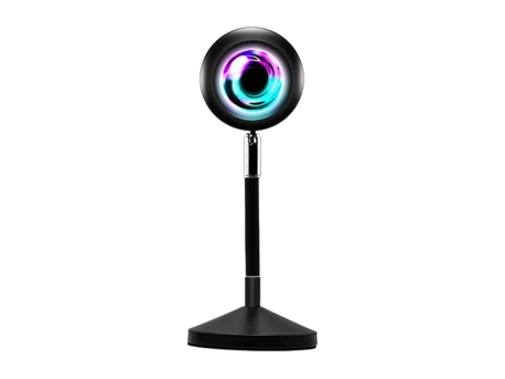 GLOBOSTAR® SUNSET GLB-106-0022 Επιτραπέζιο Φωτιστικό Πορτατίφ Προτζέκτορας Sunset με RF Ασύρματο Χειριστήριο & Λειτουργία μέσω WiFi APP LED 6W 360lm 60° AC 220-240V IP20 Πολύχρωμο RGB Dimmable - Sanan SMD Chip - Μαύρο - Μ10 x Π10 x Υ27cm - 2 Χρόνια Εγγύησ