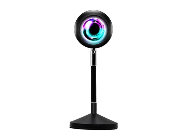 GLOBOSTAR® SUNSET GLB-106-0022 Επιτραπέζιο Φωτιστικό Πορτατίφ Προτζέκτορας Sunset με RF Ασύρματο Χειριστήριο & Λειτουργία μέσω WiFi APP LED 6W 360lm 60° AC 220-240V IP20 Πολύχρωμο RGB Dimmable - Sanan SMD Chip - Μαύρο - Μ10 x Π10 x Υ27cm - 2 Χρόνια Εγγύησ
