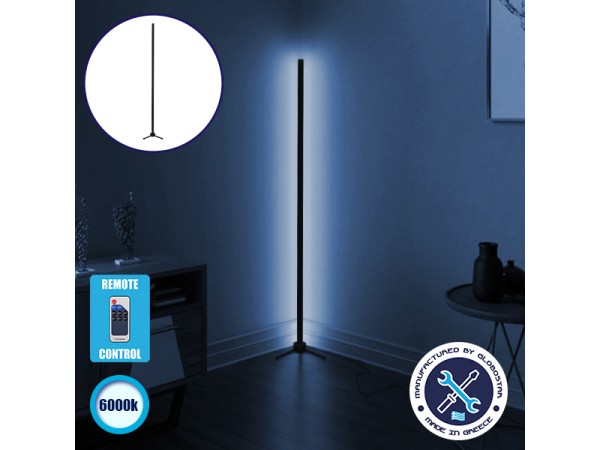 Μοντέρνο Minimal Επιδαπέδιο Μαύρο Φωτιστικό 150cm LED 24 Watt με Ασύρματο Χειριστήριο RF & Dimmer Ψυχρό Λευκό 6000k GloboStar ALIEN Design GLOBO-150-1