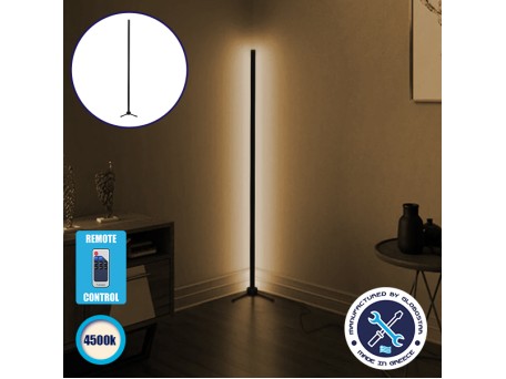 Μοντέρνο Minimal Επιδαπέδιο Μαύρο Φωτιστικό 150cm LED 24 Watt με Ασύρματο Χειριστήριο RF & Dimmer Φυσικό Λευκό 4500k GloboStar ALIEN Design GLOBO-150-2