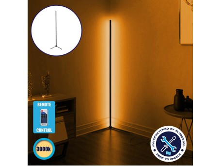 Μοντέρνο Minimal Επιδαπέδιο Μαύρο Φωτιστικό 150cm LED 24 Watt με Ασύρματο Χειριστήριο RF & Dimmer Θερμό Λευκό 3000k GloboStar ALIEN Design GLOBO-150-3