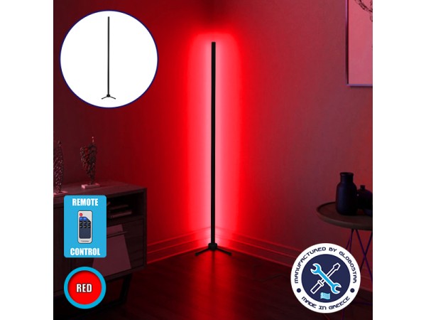 Μοντέρνο Minimal Επιδαπέδιο Μαύρο Φωτιστικό 150cm LED 24 Watt με Ασύρματο Χειριστήριο RF & Dimmer Κόκκινο GloboStar ALIEN Design GLOBO-150-4