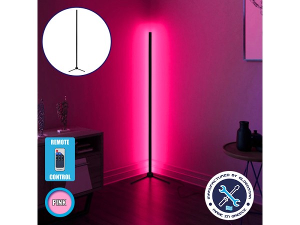 Μοντέρνο Minimal Επιδαπέδιο Μαύρο Φωτιστικό 200cm LED 32 Watt με Ασύρματο Χειριστήριο RF & Dimmer Ροζ GloboStar ALIEN Design GLOBO-200-7