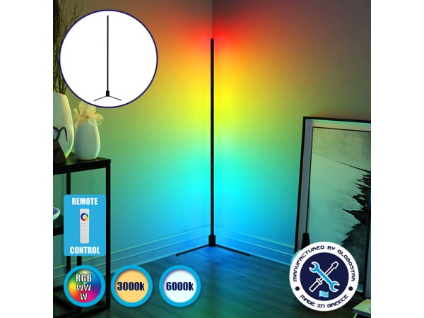 Μοντέρνο Minimal Επιδαπέδιο Μαύρο Φωτιστικό 200cm LED 40 Watt με Ασύρματο Χειριστήριο 2.4G RF & Dimmer RGBW+WW Πολύχρωμο - Ψυχρό - Ημέρας - Θερμό GloboStar ALIEN Design GLOBO-200-9