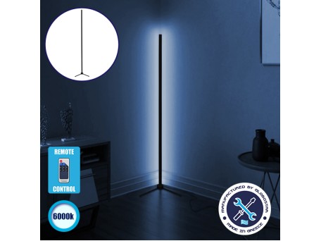 Μοντέρνο Minimal Επιδαπέδιο Μαύρο Φωτιστικό 250cm LED 40 Watt με Ασύρματο Χειριστήριο RF & Dimmer Ψυχρό Λευκό 6000k GloboStar ALIEN Design GLOBO-250-1