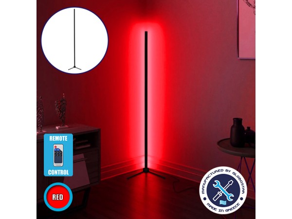 Μοντέρνο Minimal Επιδαπέδιο Μαύρο Φωτιστικό 250cm LED 40 Watt με Ασύρματο Χειριστήριο RF & Dimmer Κόκκινο GloboStar ALIEN Design GLOBO-250-4