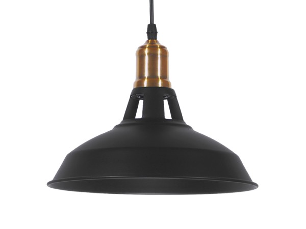 GLOBOSTAR® ANER 01073 Vintage Κρεμαστό Φωτιστικό Οροφής με Ντουί 1 x E27 AC 220-240V IP20 - Μαύρο & Χρυσό - Μ27.5 x Π27.5 x Υ19cm