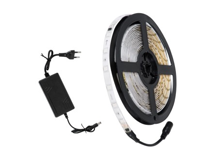 GloboStar® S-120001 Σετ Ταινία LED Digital Magic Strip IC3 5m 36W/5m 12V 30LED/m 5050 SMD 600lm/m 120° Αδιάβροχη IP65 με Ενσωματωμένα Προγράμματα Λειτουργίας και Τροφοδοτικό Κόκκινο