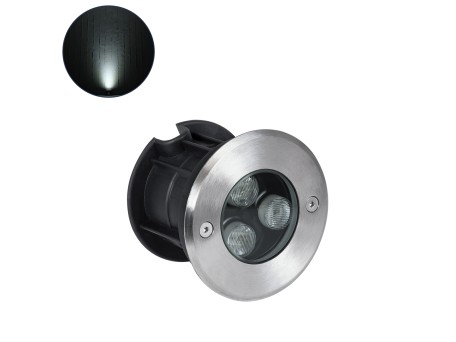 GloboStar® UNDERGROUND-FANI S-90980 Χωνευτό Φωτιστικό Σποτ Δαπέδου LED 12W 1200lm 60° DC 24V Αδιάβροχο IP68 Φ10 x Υ7.5cm Ψυχρό Λευκό 6000K - Ανοξείδωτο Ατσάλι