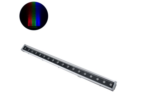 GloboStar® WASHER-DAIA S-90995 Μπάρα Φωτισμού Wall Washer LED 54W 5400lm 30° AC 230V Αδιάβροχο IP65 Μ100 x Π7.5 x Υ7cm Πολύχρωμο RGB DMX512 Display on Body - Ασημί