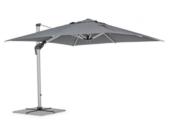 Ομπρέλα Κήπου  Ines Γωνιακή Σκούρα Γκρι Περιστρεφόμενη 360° 300x300x251εκ. - Γκρι