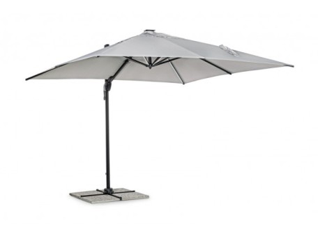 Ομπρέλα Κήπου Ines Γωνιακή Γκρι Περιστρεφόμενη 360° Με Led Φως 300x300x265εκ. - Γκρι