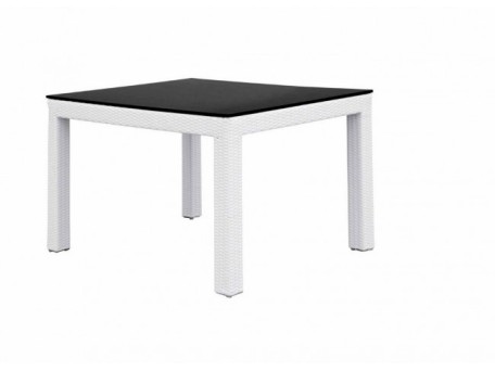 Τραπέζι Φαγητού Ghost Αλουμινίου/Polyrattan Λευκό 100x100x77εκ. - Μαύρο