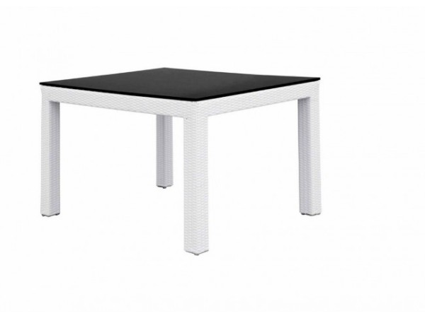 Τραπέζι Φαγητού Ghost Αλουμινίου/Polyrattan Λευκό 100x100x77εκ. - Μαύρο